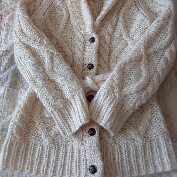 Vintage PINK Victoria's Secret 100% Wool Chunky Knit Cardigan L - Picture 6 of 12